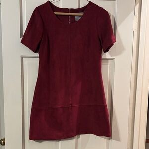 Women's Mini Suede Dress in Deep Wine